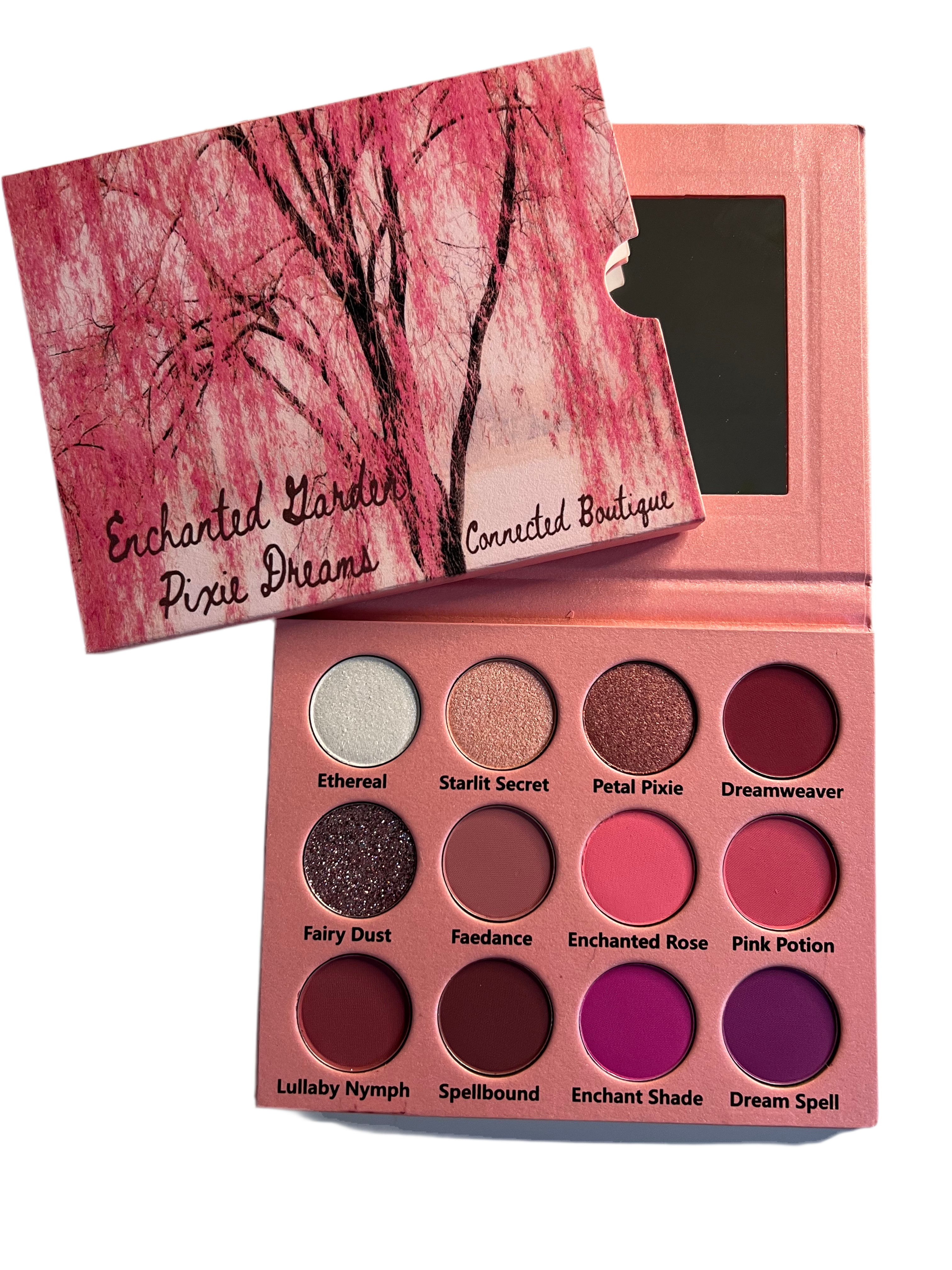 “Enchanted Garden; Pixie Dreams” 12 shade eyeshadow palette pink/purple color story