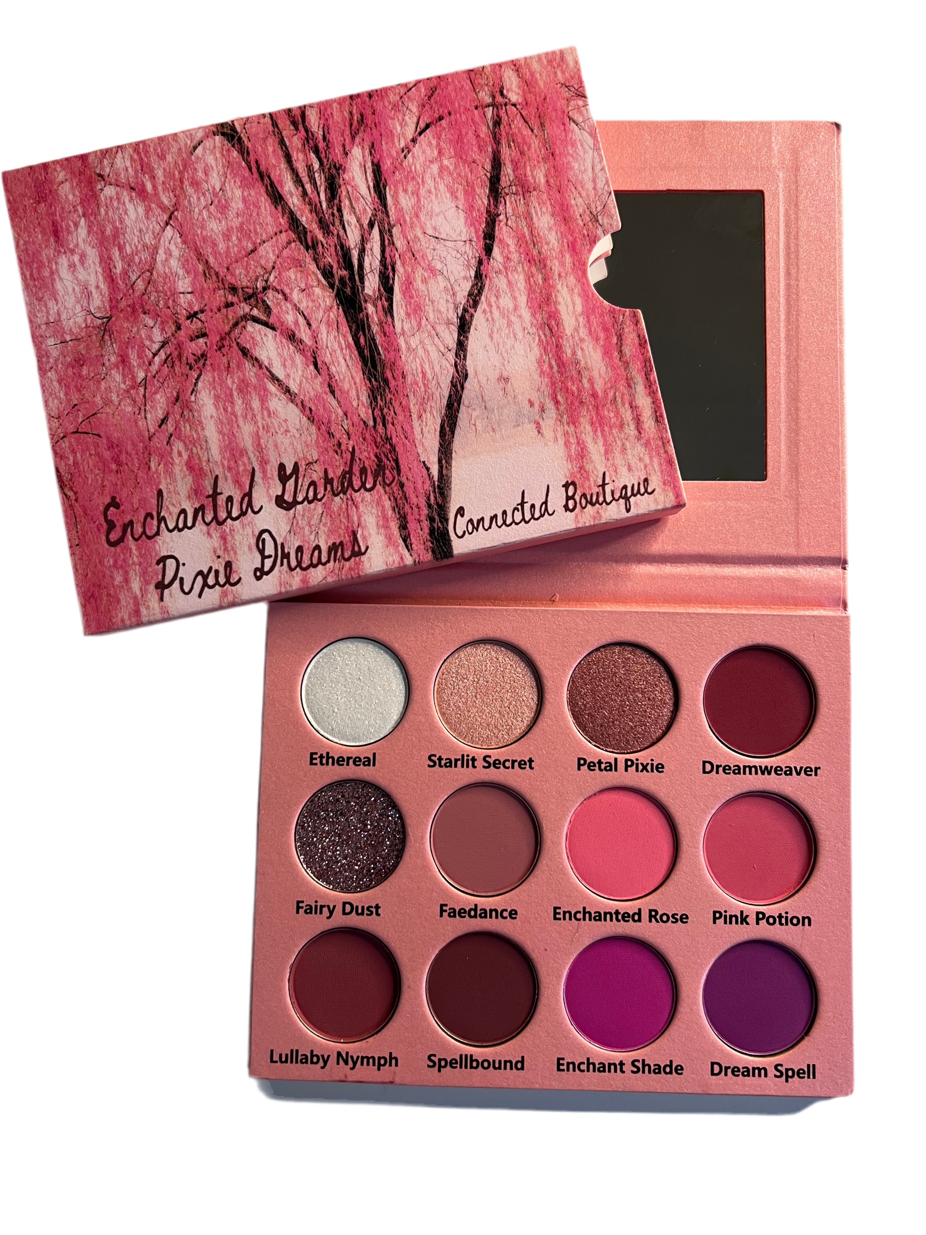 “Enchanted Garden; Pixie Dreams” 12 shade eyeshadow palette pink/purple color story