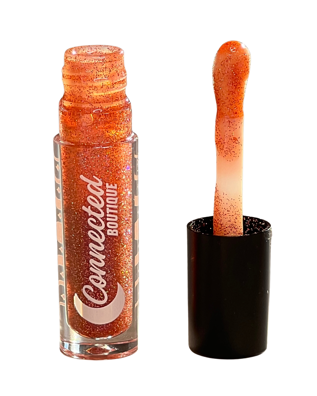 Promise pink duochrome lip gloss with duochrome glitter apple scented