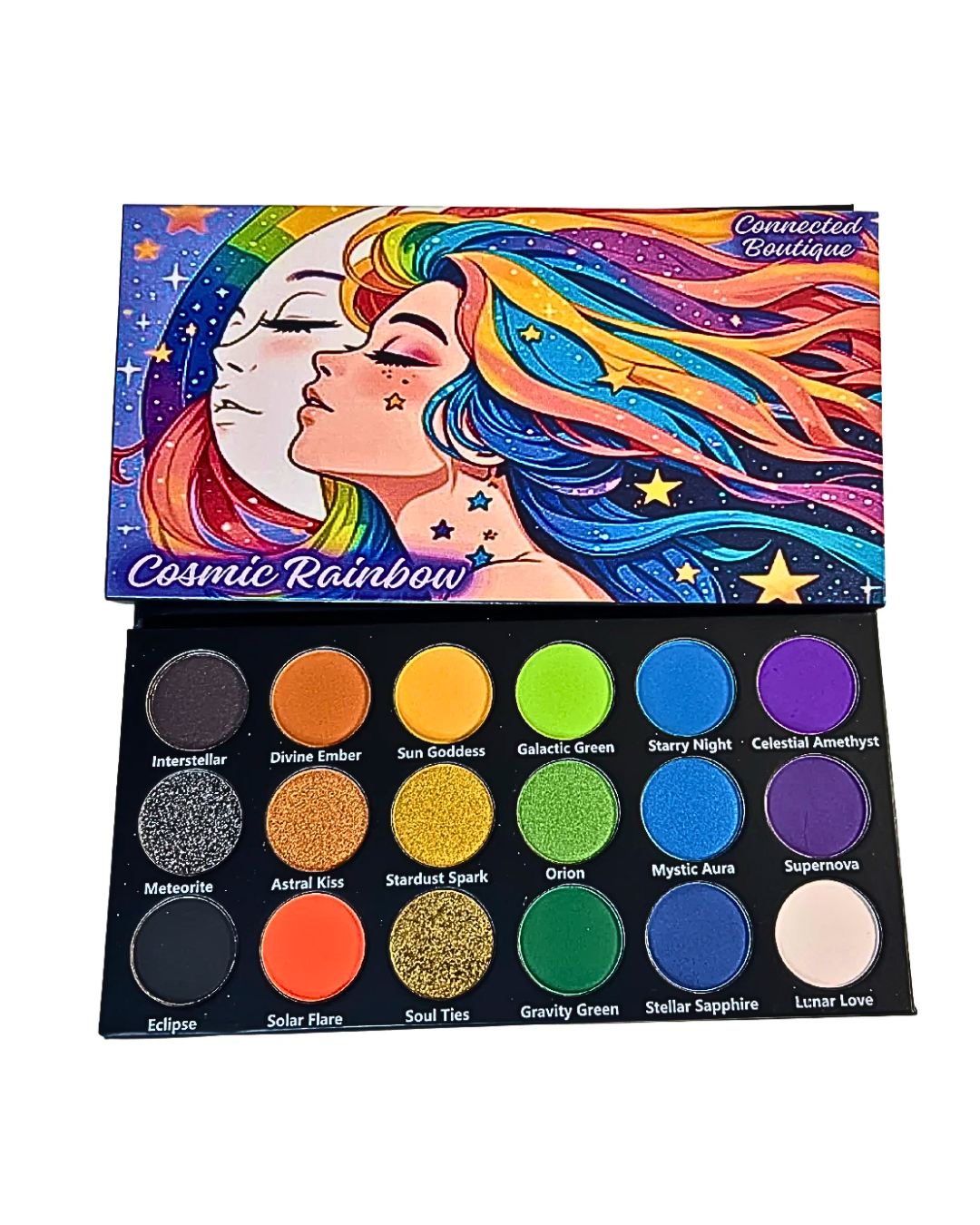 Cosmic Rainbow 18‑Shade Eyeshadow Palette – Celestial Hues & Glitter