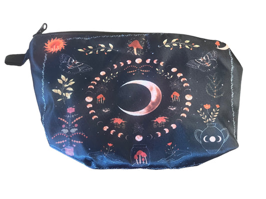 Moon and mushroom 🍄 pink and black make up bag organizer pencil bag