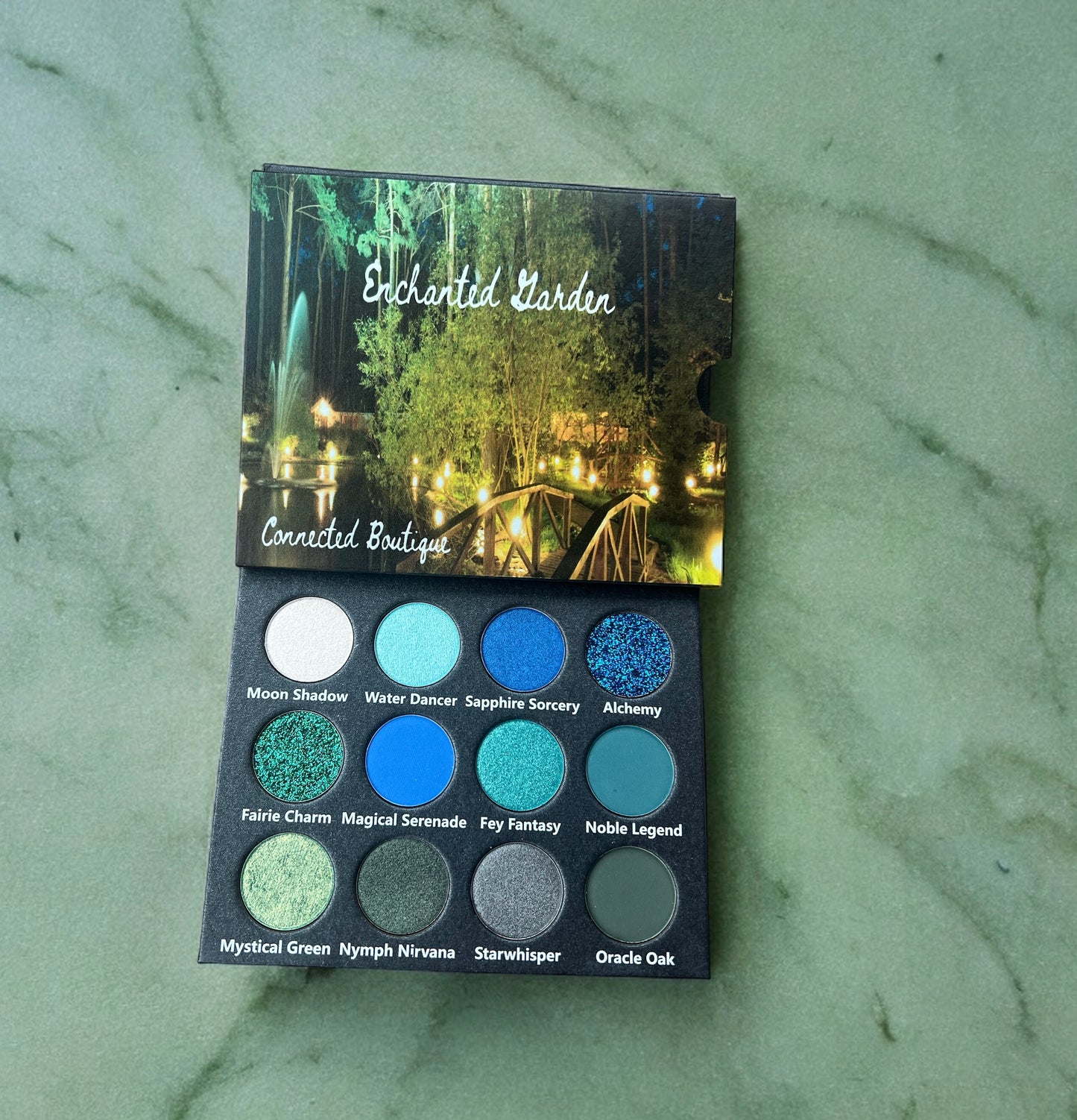 “Enchanted Garden” Green/Blue color story 12 shade eyeshadow palette