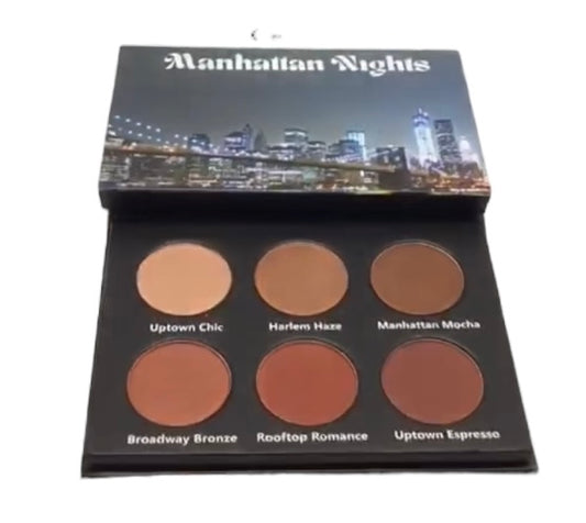 Manhattan Nights (Palette 1) 6 shade eyeshadow or contour palette neutral and brown color story 3 matte/3 shimmers