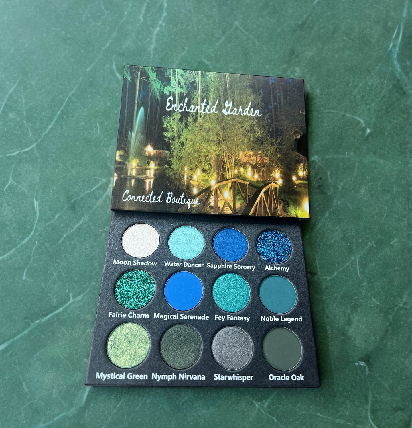 “Enchanted Garden” Green/Blue color story 12 shade eyeshadow palette