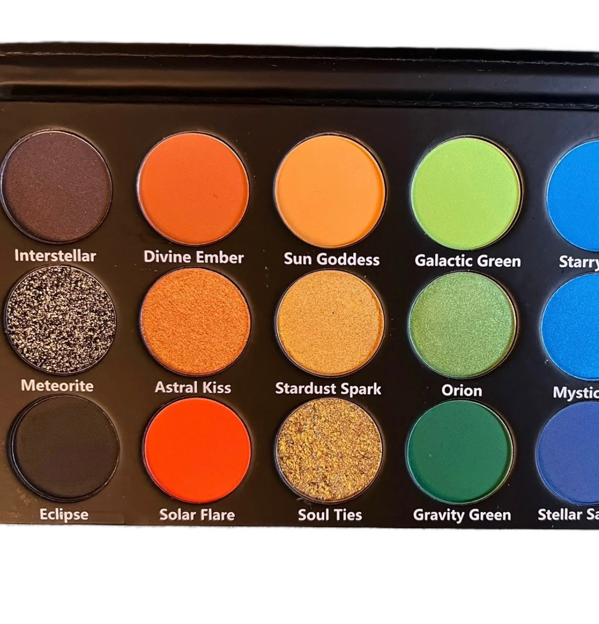 PRE ORDER PRE ORDER Cosmic Rainbow 18 shade eyeshadow palette 2 UV reactive shades, matte, shimmer, duo chrome and metallic shades