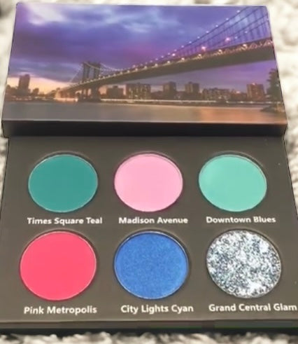 Manhattan Nights (palette 2) 6 shade eyeshadow palette with pink UV reactive shade and duochrome glitter