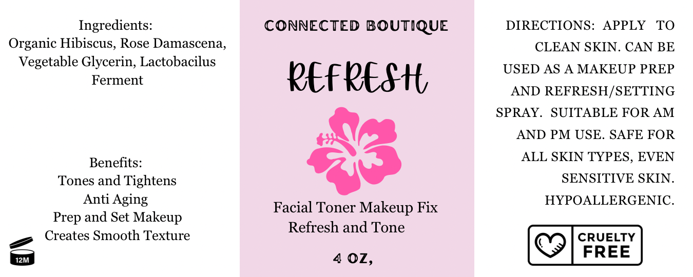 Refresh - Hibiscus 🌺 + Rose Water Facial Toner and Make Up Prep/Set Spray