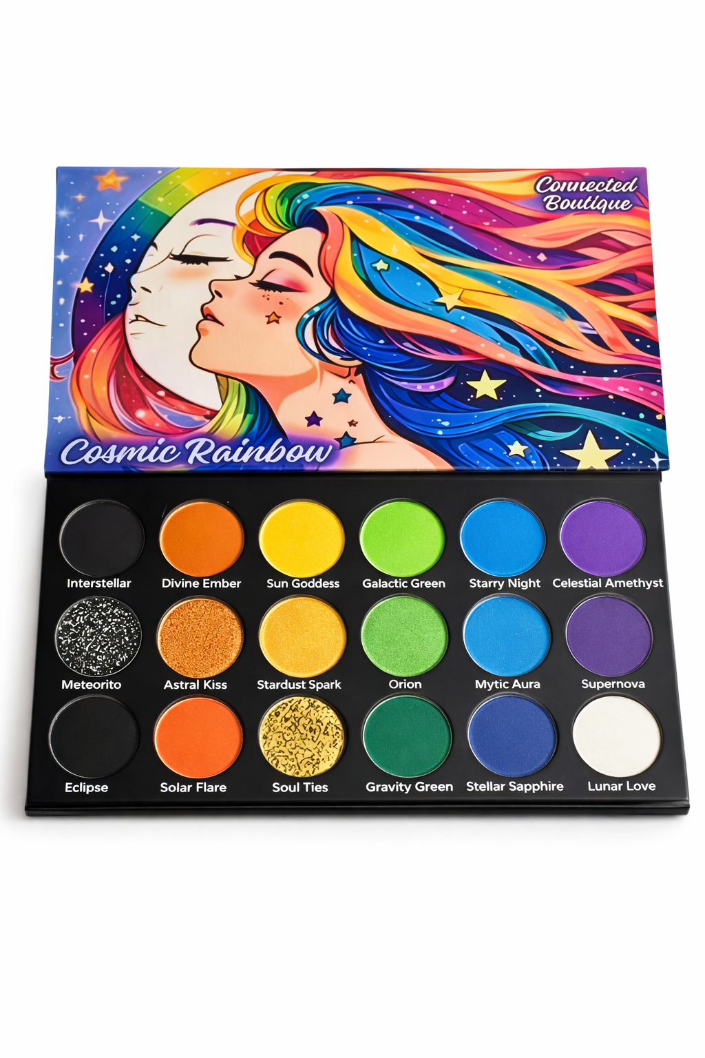 Cosmic Rainbow 18‑Shade Eyeshadow Palette – Celestial Hues & Glitter