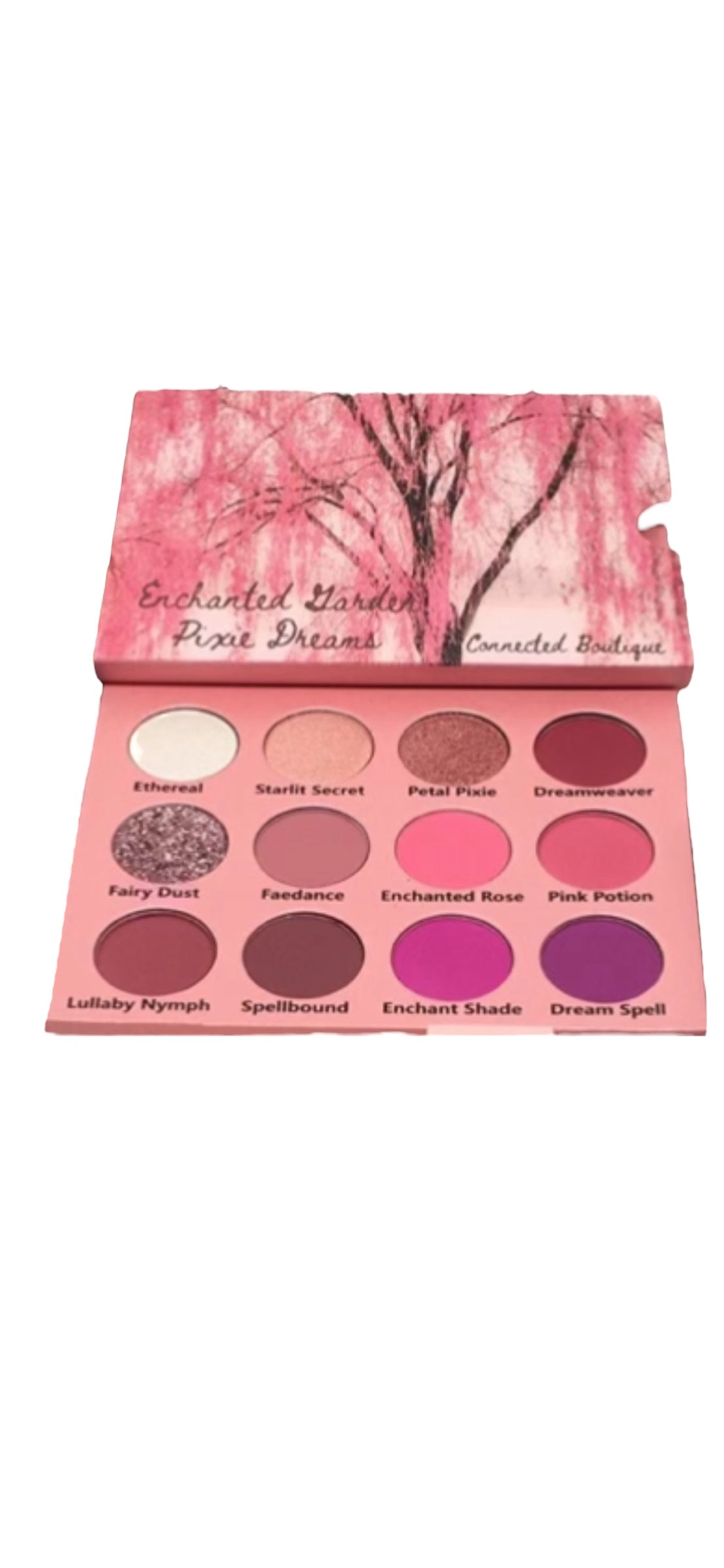 “Enchanted Garden; Pixie Dreams” 12 shade eyeshadow palette pink/purple color story