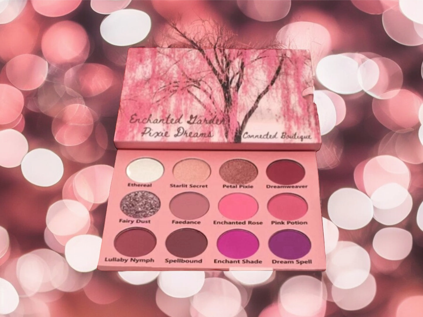 “Enchanted Garden; Pixie Dreams” 12 shade eyeshadow palette pink/purple color story