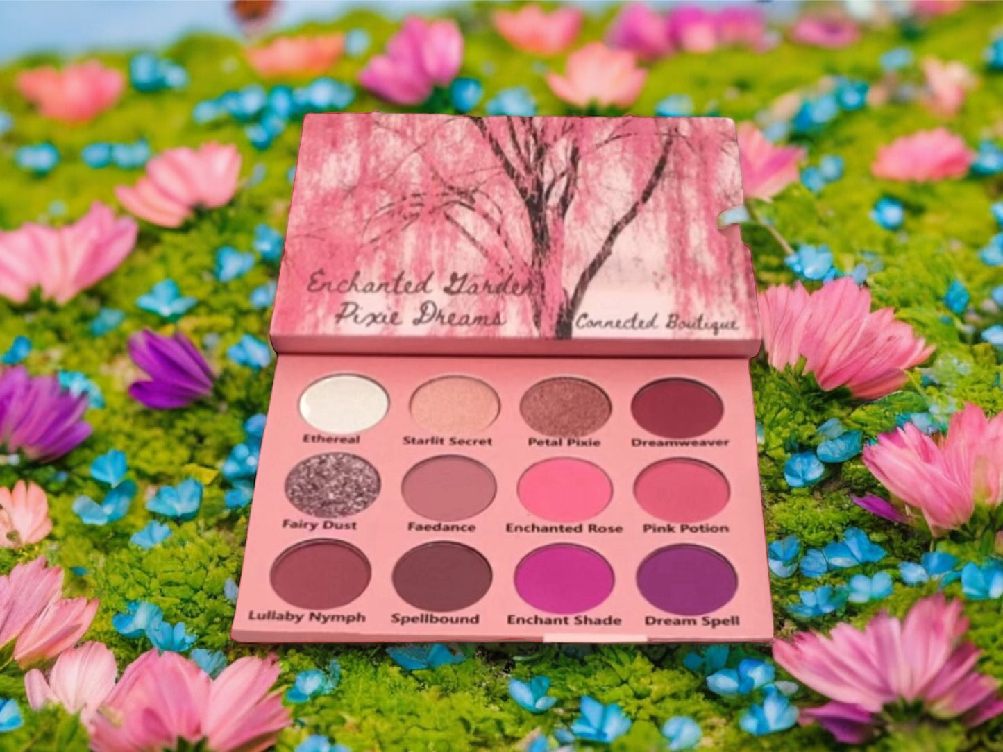 “Enchanted Garden; Pixie Dreams” 12 shade eyeshadow palette pink/purple color story
