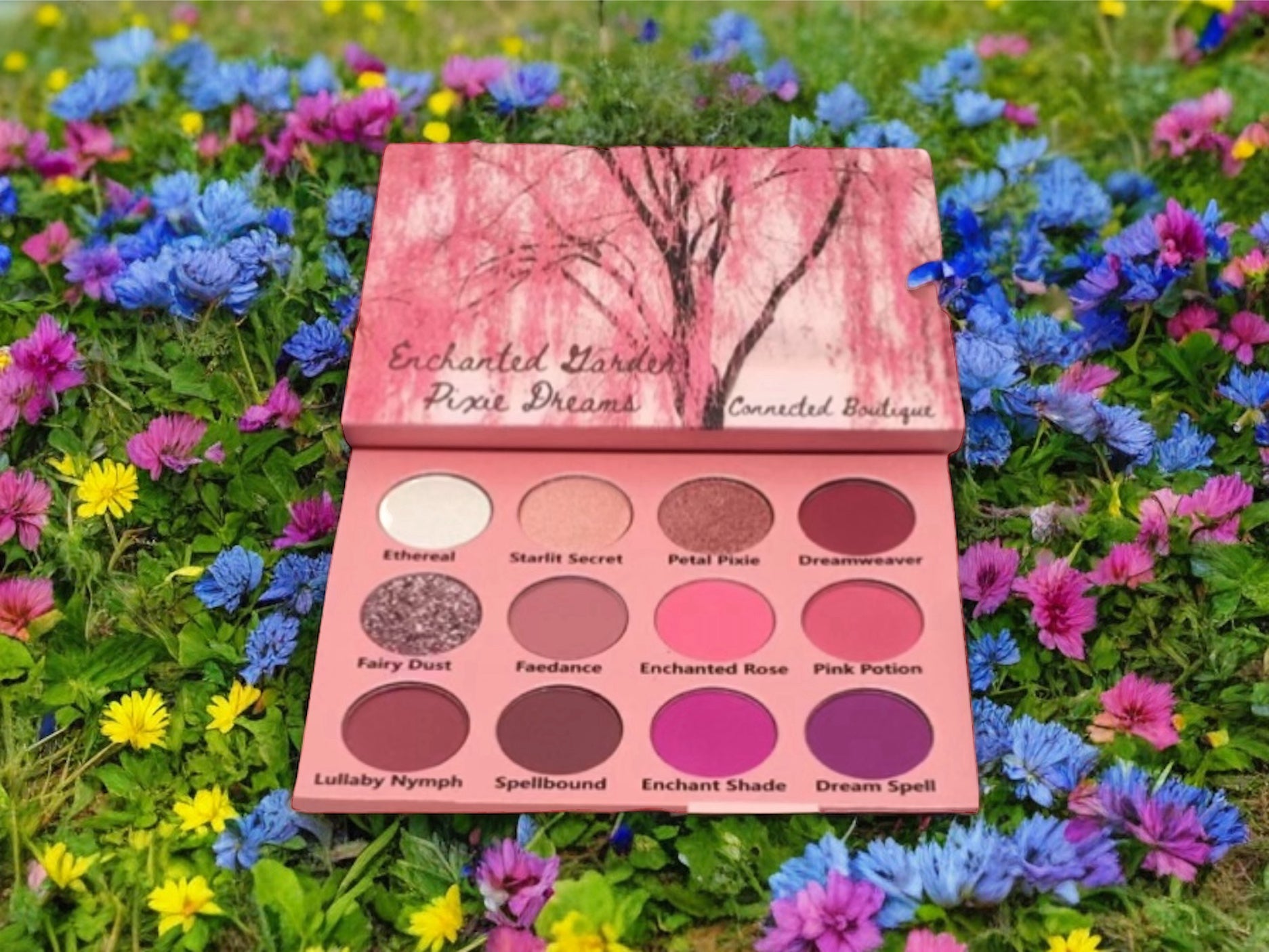 “Enchanted Garden; Pixie Dreams” 12 shade eyeshadow palette pink/purple color story