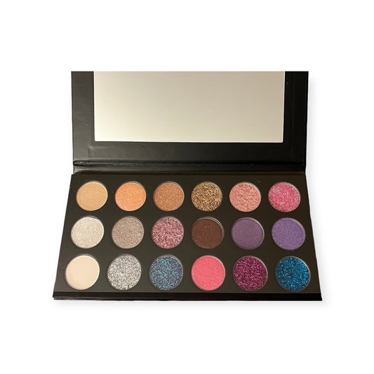 Cre8 With Love 18 shade Eyeshadow Palette shimmer, duochrome, glitter, matte shades