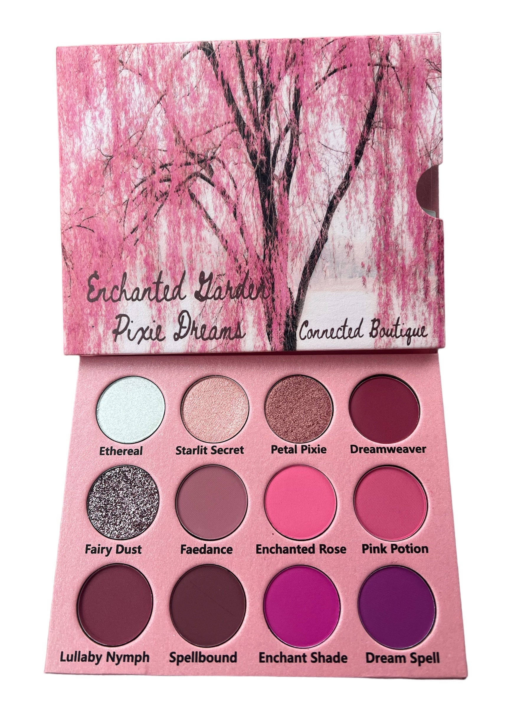 “Enchanted Garden; Pixie Dreams” 12 shade eyeshadow palette pink/purple color story