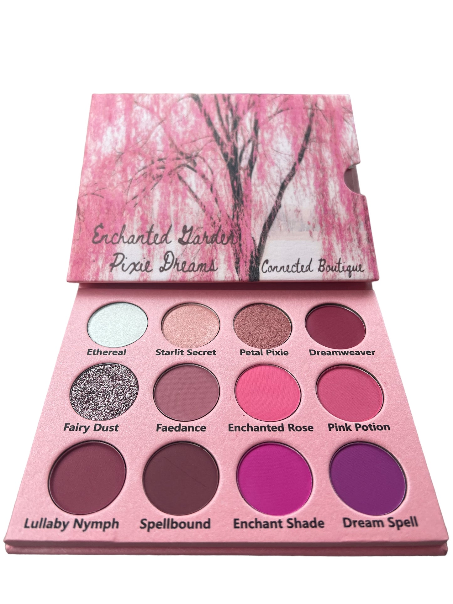 “Enchanted Garden; Pixie Dreams” 12 shade eyeshadow palette pink/purple color story