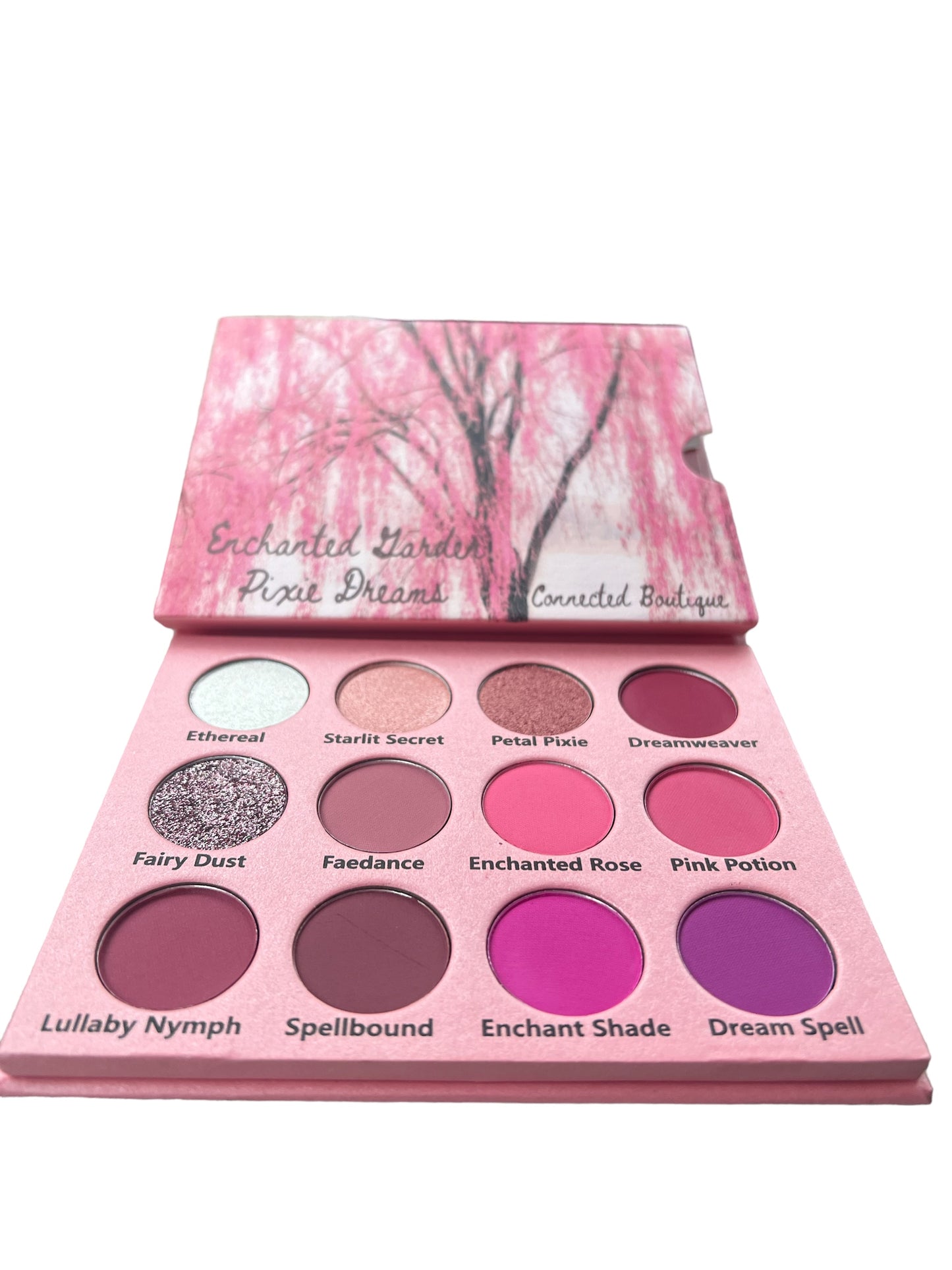 “Enchanted Garden; Pixie Dreams” 12 shade eyeshadow palette pink/purple color story