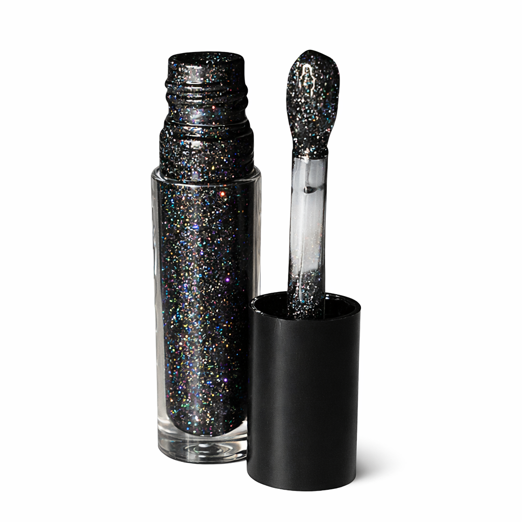 Galaxy – Black Glitter Lip Gloss Holographic High-Shine