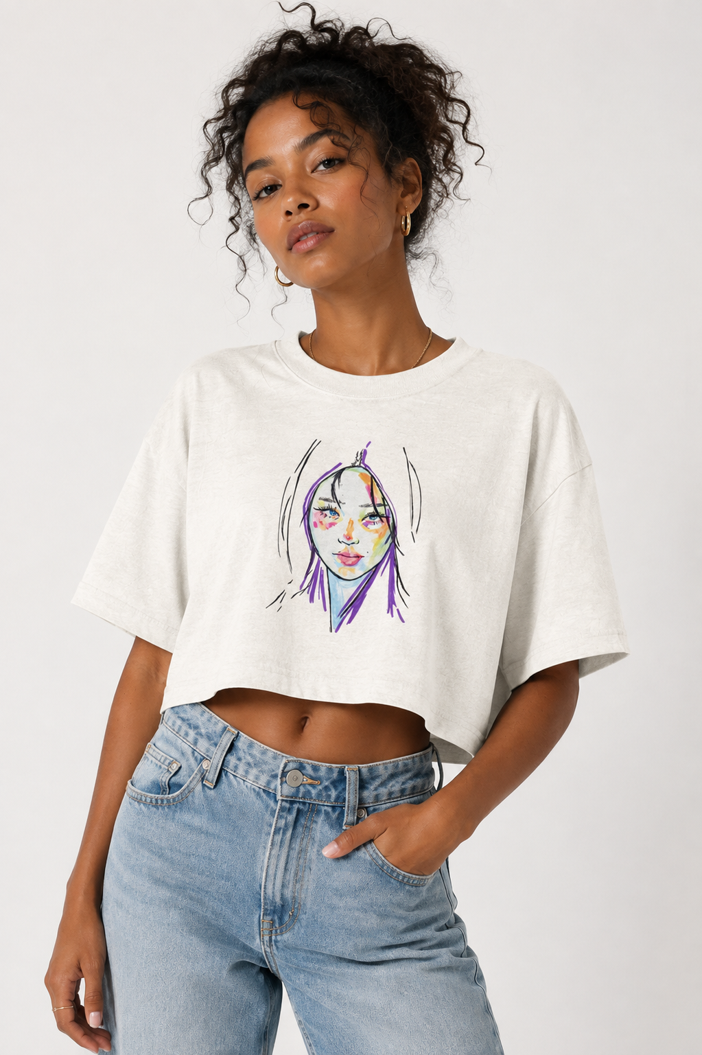 Women’s Original Art Cropped Tee Wearable Art Graphic T-Shirt