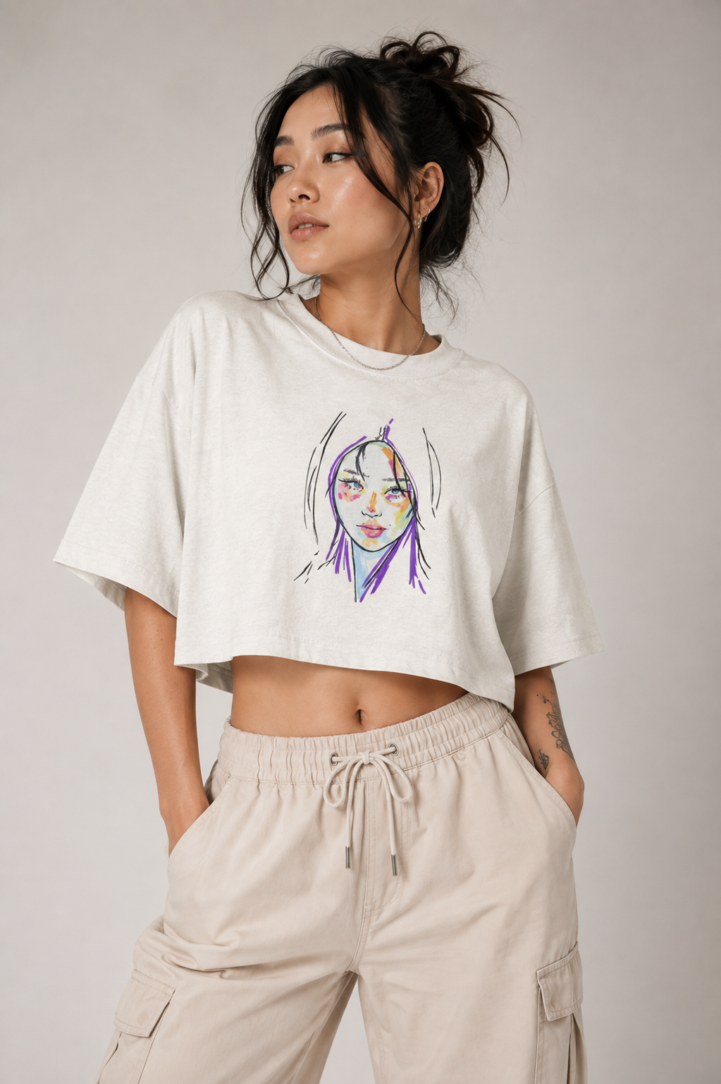 Women’s Original Art Cropped Tee Wearable Art Graphic T-Shirt