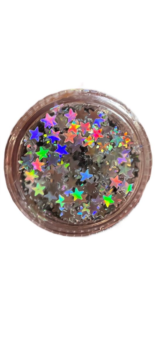 Star- Glitter Eye Gel Small Size with stars silver glitter for face, body, eyes and hair