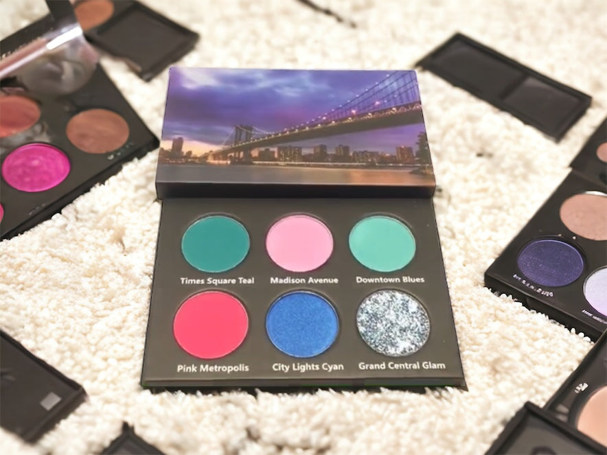 Manhattan Nights (palette 2) 6 shade eyeshadow palette with pink UV reactive shade and duochrome glitter