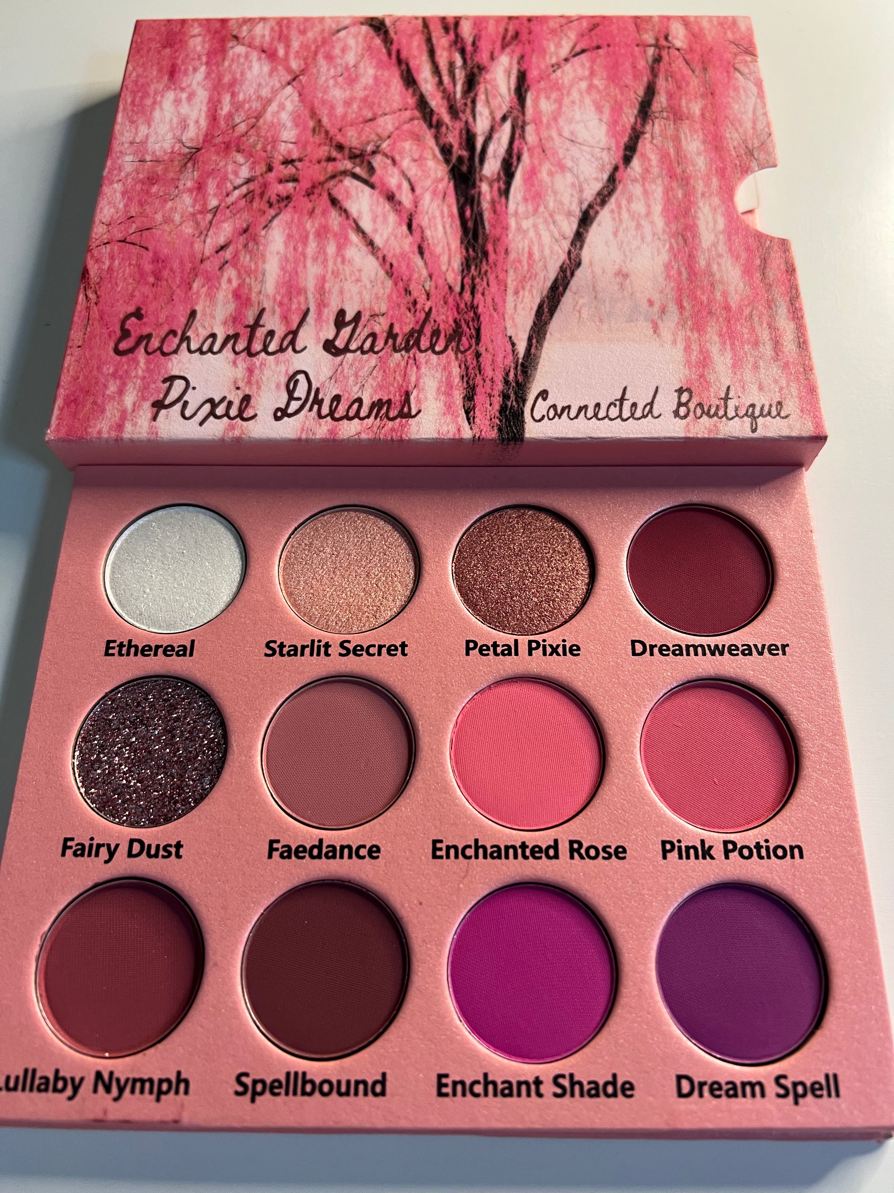 “Enchanted Garden; Pixie Dreams” 12 shade eyeshadow palette pink/purple color story