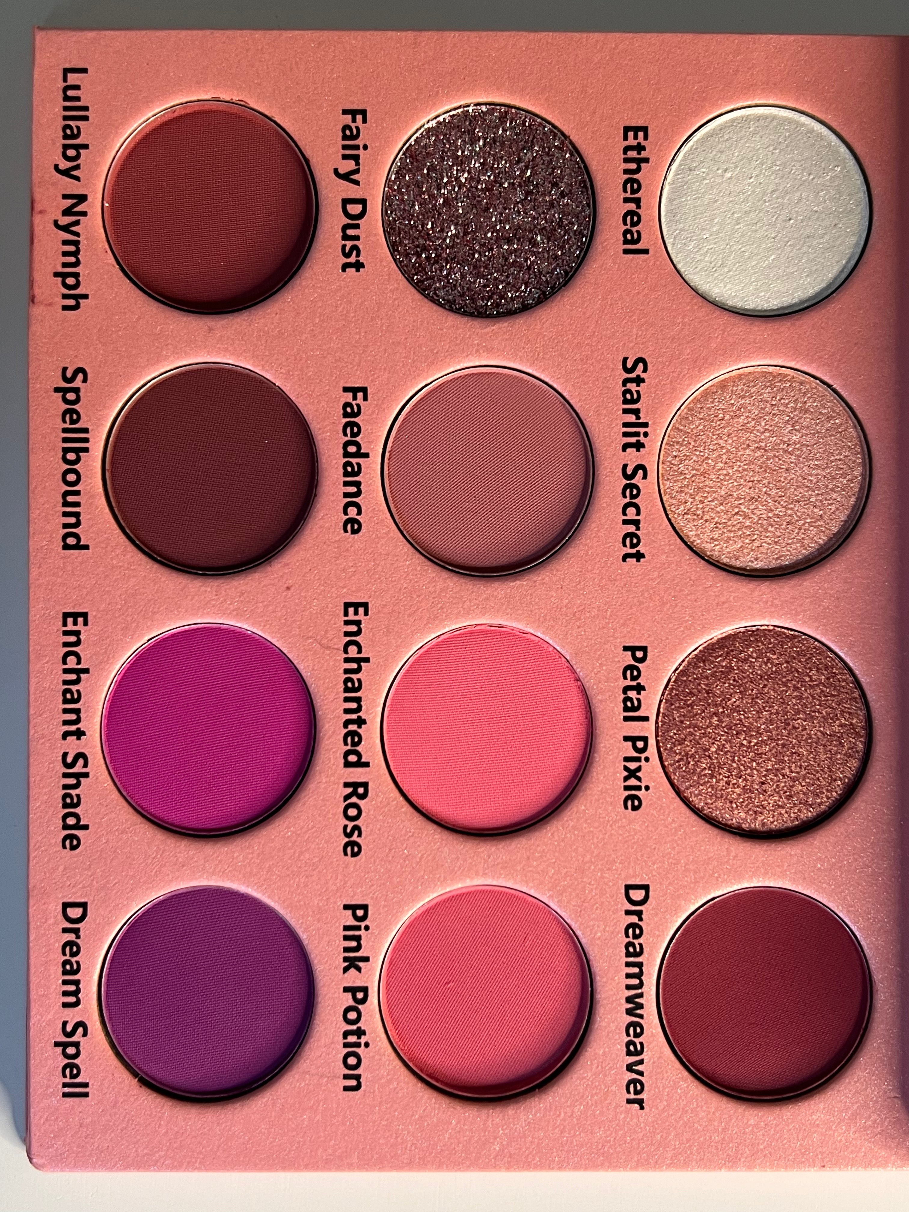 “Enchanted Garden; Pixie Dreams” 12 shade eyeshadow palette pink/purple color story